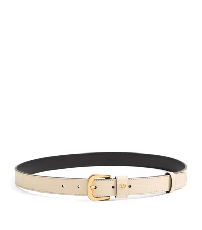 Valentino Garavani Leather Vlogo Signature Belt In Ivory