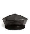Valentino Leather Vlogo Signature Beret In Black