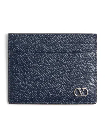 Valentino Garavani Leather Vlogo Signature Card Holder In Blue