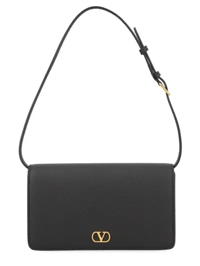 Valentino Garavani Leather Vlogo Signature Clutch In Black