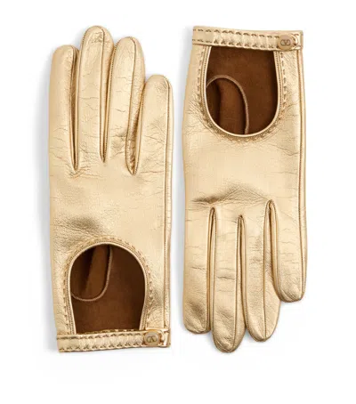Valentino Garavani Leather Vlogo Signature Driver Gloves In White