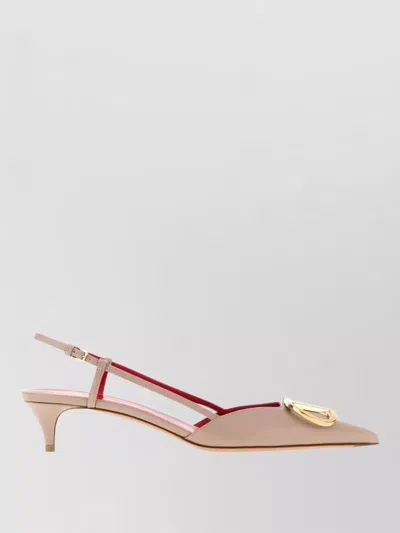 Valentino Garavani Leather Vlogo Signature Kitten Heel Slingbacks In Multi
