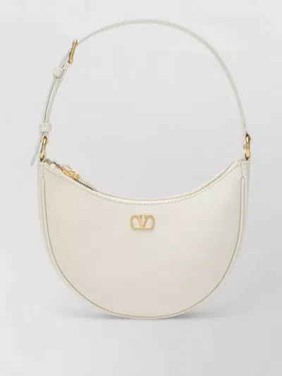 Valentino Garavani Ivory Leather Vlogo Signature Mini Hobo Bag In White