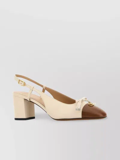 Valentino Garavani Leather Vlogo Signature Pumps With Slingback Strap In Neutral