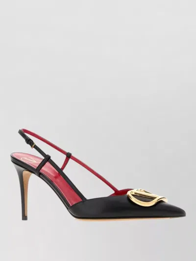 Valentino Garavani Leather Vlogo Signature Slingback Pumps Stiletto In Black