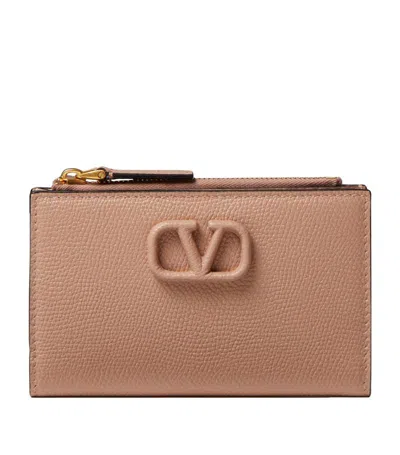 Valentino Garavani Leather Vlogo Signature Wallet In Nude