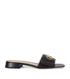 Valentino Leather Vlogo Slides 20 In Black