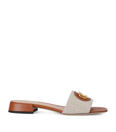 Valentino Garavani Leather Vlogo Slides 20 In Brown