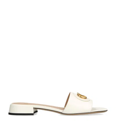 Valentino Garavani Leather Vlogo Slides 20 In White