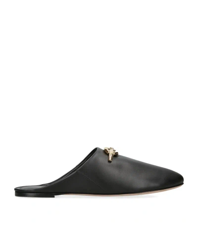 Valentino Garavani Leather Vlogo Slippers In Black