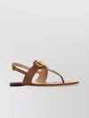 Valentino Garavani Vlogo Signature Leather Thong Sandals In Brown