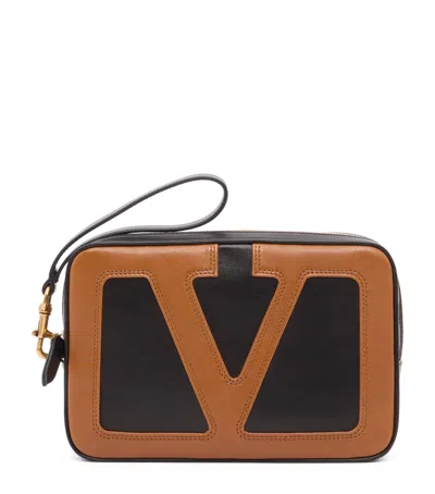 Valentino Garavani Leather Vlogo Viva Superstar Pouch