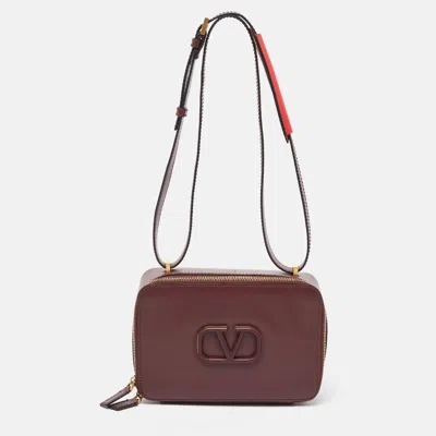 Valentino Garavani Leather Vsling Camera Crossbody Bag In Burgundy