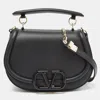 Valentino Garavani Vsling Saddle Leather Shoulder Bag In Black