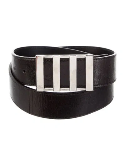 Pre-owned Valentino Garavani Leather Waist Belt In Black