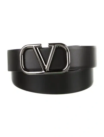 Pre-owned Valentino Garavani Leather Waist Belt In Black