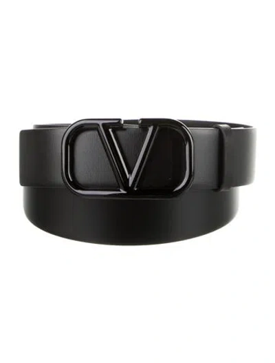 Pre-owned Valentino Garavani Leather Waist Belt In Black