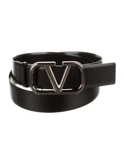 Pre-owned Valentino Garavani Leather Waist Belt In Black