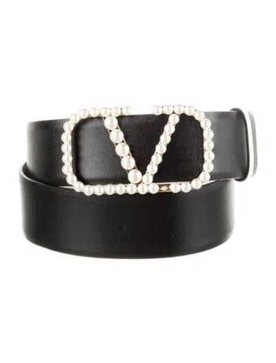 Pre-owned Valentino Garavani Leather Waist Belt In Black