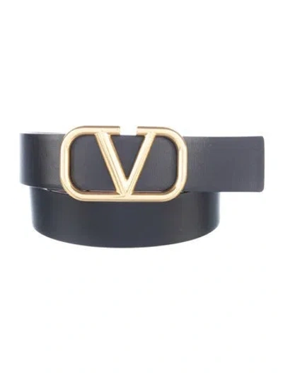 Pre-owned Valentino Garavani Leather Waist Belt In Black