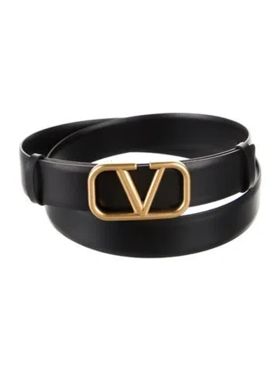 Pre-owned Valentino Garavani Leather Waist Belt In Black