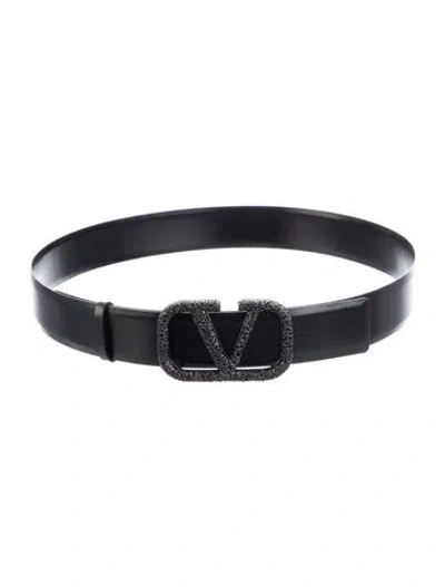 Pre-owned Valentino Garavani Leather Waist Belt In Black