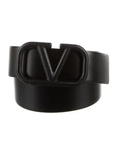 Pre-owned Valentino Garavani Leather Waist Belt In Black
