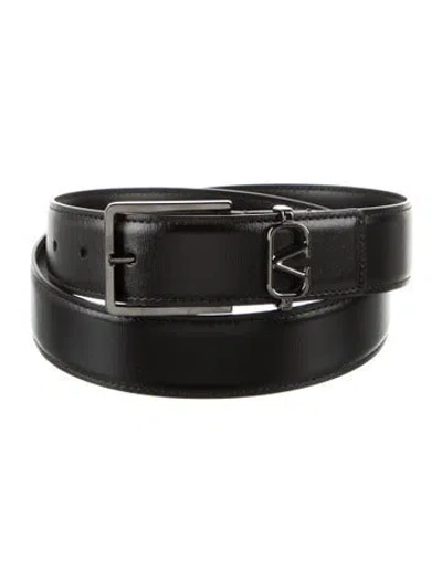 Pre-owned Valentino Garavani Leather Waist Belt In Black