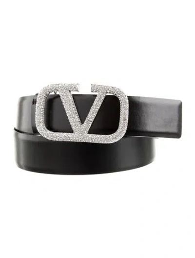 Pre-owned Valentino Garavani Leather Waist Belt In Black