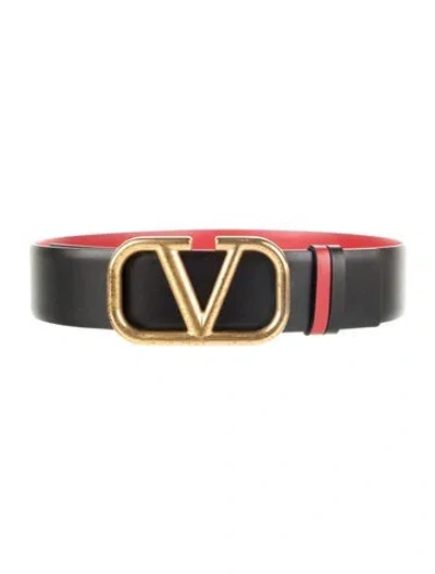 Pre-owned Valentino Garavani Leather Waist Belt In Black