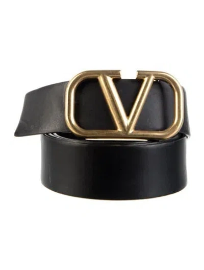 Pre-owned Valentino Garavani Leather Waist Belt In Black