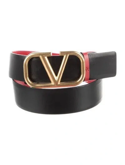 Pre-owned Valentino Garavani Leather Waist Belt In Black