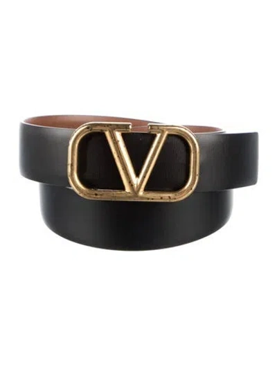 Pre-owned Valentino Garavani Leather Waist Belt In Black