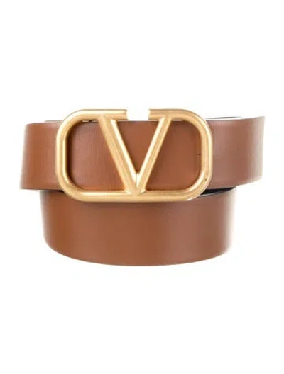 Pre-owned Valentino Garavani Leather Waist Belt In Brown