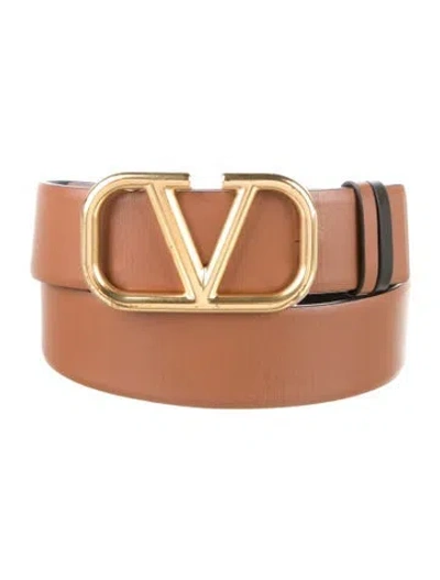 Pre-owned Valentino Garavani Leather Waist Belt In Brown