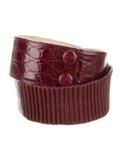 Pre-owned Valentino Garavani Leather Waist Belt In Burgundy