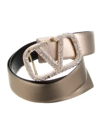 Pre-owned Valentino Garavani Leather Waist Belt In Gold