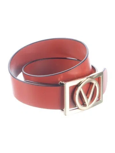 Pre-owned Valentino Garavani Leather Waist Belt In Orange