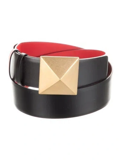 Pre-owned Valentino Garavani Leather Waist Belt W/ Tags In Black