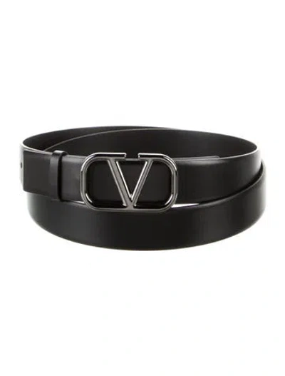 Pre-owned Valentino Garavani Leather Waist Belt W/ Tags In Black