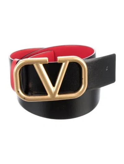Pre-owned Valentino Garavani Leather Waist Belt W/ Tags In Black