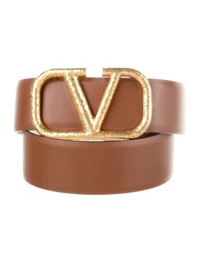 Pre-owned Valentino Garavani Leather Waist Belt W/ Tags In Brown