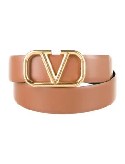 Pre-owned Valentino Garavani Leather Waist Belt W/ Tags In Brown
