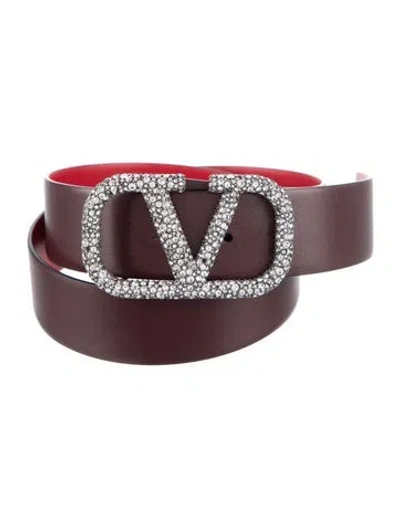 Pre-owned Valentino Garavani Leather Waist Belt W/ Tags In Burgundy