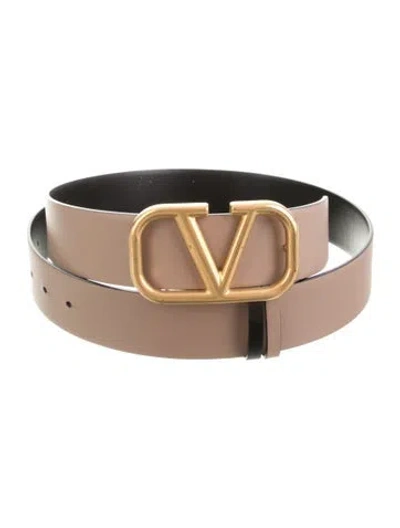 Pre-owned Valentino Garavani Leather Waist Belt W/ Tags In Neutrals