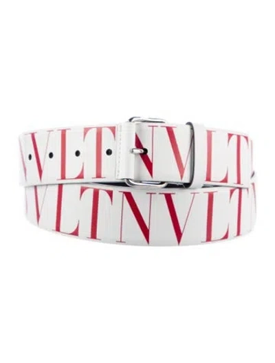 Pre-owned Valentino Garavani Leather Waist Belt In White