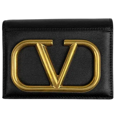 Pre-owned Valentino Garavani Leather Wallet (bi-fold) () In Black