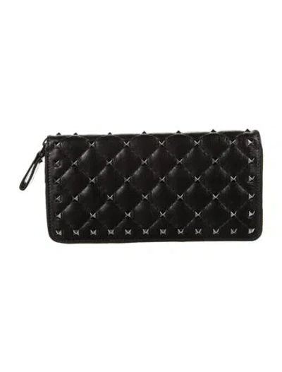 Pre-owned Valentino Garavani Leather Wallet In Black