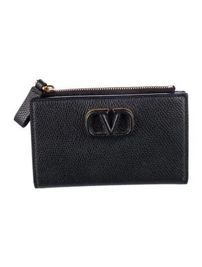 Pre-owned Valentino Garavani Leather Wallet In Black