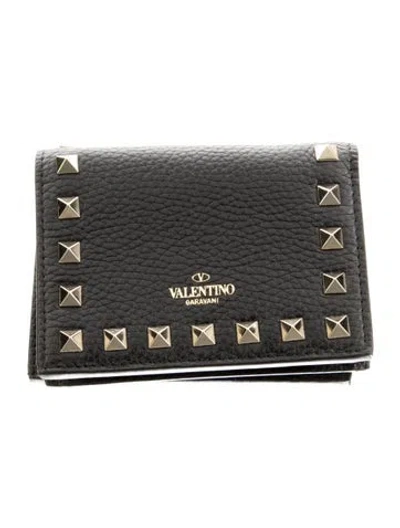 Pre-owned Valentino Garavani Leather Wallet In Black